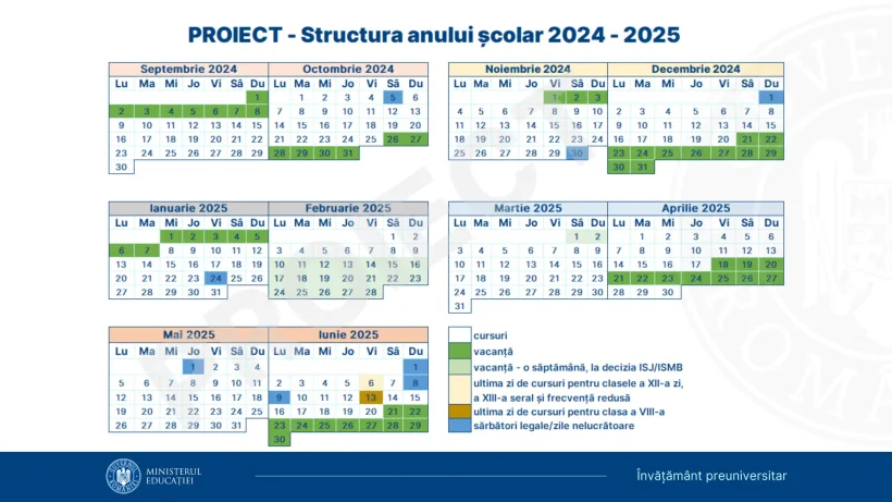 Proiect  calendarul anului școlar 2024-2025