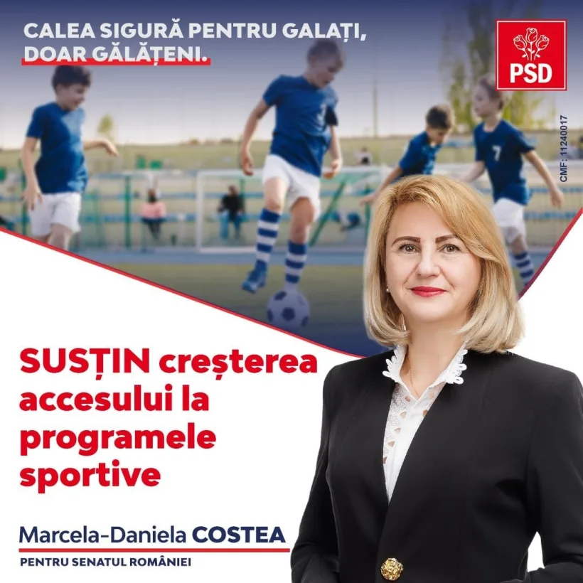 Marcela-Daniela Costea, candidat PSD Galați pentru Senat: Susțin creșterea accesului la activitățile sportive