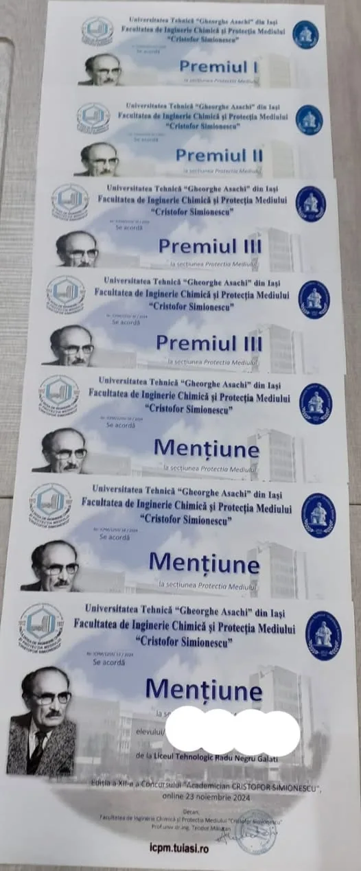 Liceenii gălățeni au performat la ediția a XII-a a Concursului național „Academician Cristofor Simionescu"