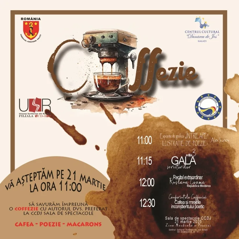 COFFEZIE. Ziua Mondială a Poeziei, celebrată la Galați pe 21 martie