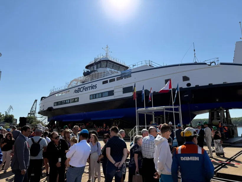 Lansare de navă la Galați. Un nou feribot pentru Canada