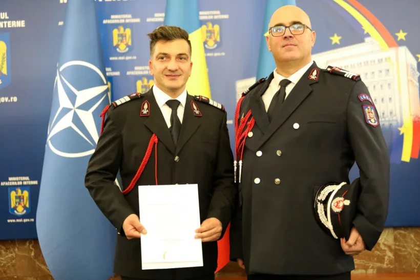 Pompier gălățean decorat de Ministrul Afacerilor Interne pentru curaj și devotament