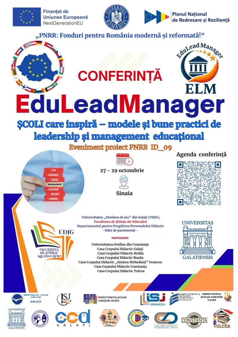 Conferința Națională  ”ȘCOLI care inspiră – modele și bune practici de leadership și management educațional” la UDJG