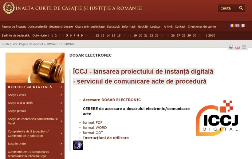 Serviciul de transmitere electronică a actelor de procedură de la ICCJ, operațional
