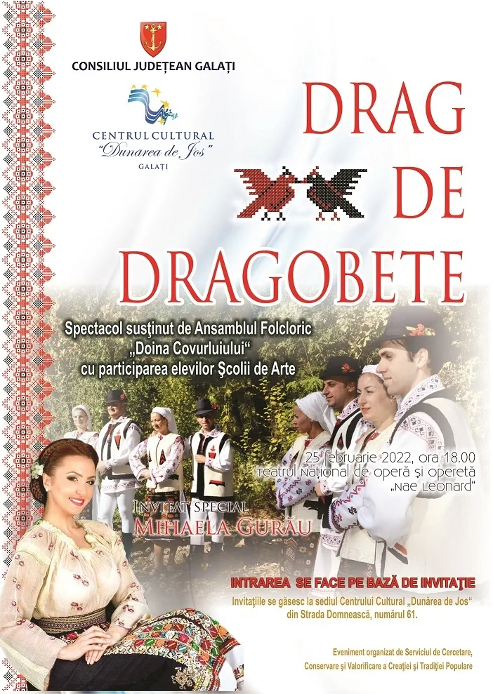 „Drag de Dragobete”, spectacol organizat, sâmbătă, de Centrul Cultural „Dunărea de Jos” Galați