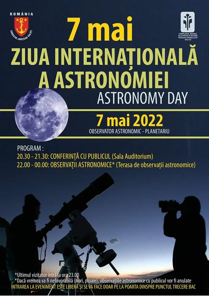 Sâmbătă, de Ziua Astronomiei, intrare liberă pentru gălățeni la Observatorul de la Grădina Botanică
