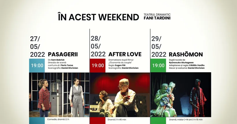 Spectacolele sfârșitului de săptămână, la Teatrul Dramatic „Fani Tardini” Galați